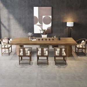 Juego de mesa y sillas de madera maciza, muebles modernos de estilo chino para oficina y sala de estar - Product Image 1