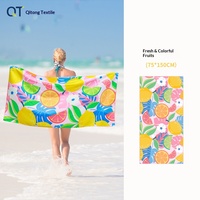 Serviette de plage à capuche personnalisée, style turc, pour l'été tropical, jetable, double face, en velours absorbant, microfibre imprimée