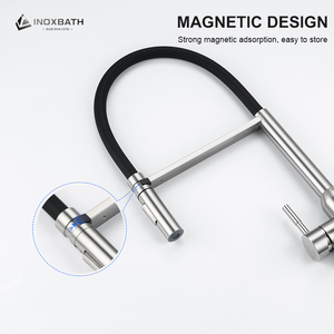 <span class=keywords><strong>Grifo</strong></span> de Cocina Monomando de Acero Inoxidable 304 con Caño Flexible Magnético, Protección de Silicona y Salida de Agua Fría y Caliente de Tres Vías - Product Image 1