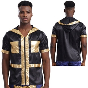 Hauts de <span class=keywords><strong>boxe</strong></span> pour hommes Manteau de <span class=keywords><strong>boxe</strong></span> ample à capuche à manches courtes <span class=keywords><strong>Veste</strong></span> de <span class=keywords><strong>boxe</strong></span> pour compétition de lutte Jeux de jogging - Product Image 2
