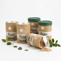 Tube cylindrique d'emballage pour poudre protéinée de qualité alimentaire en papier recyclable aspect kraft naturel, finition mate OEM