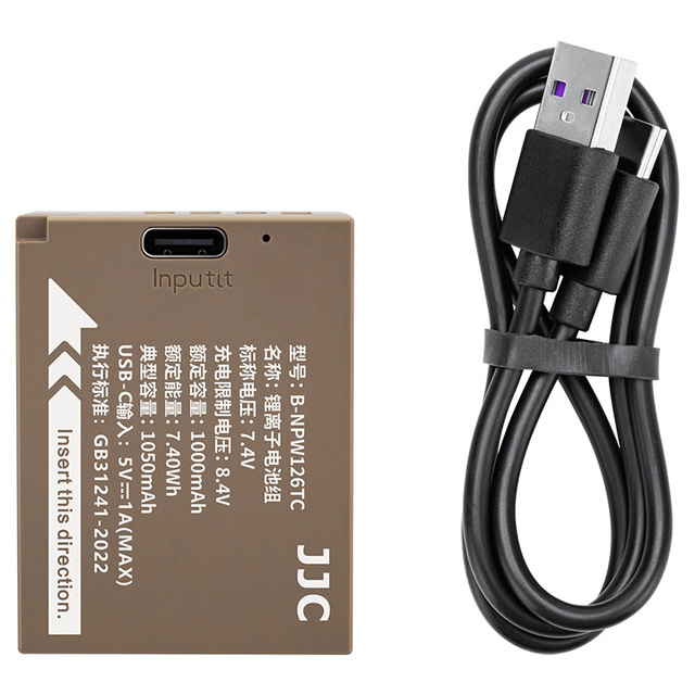 JJC USB-C Rechargeable Lithium-ion Camera Battery Khaki One Year Warranty Replaces FUJIFILM NP-W126/NP-W126S for