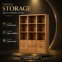 Meuble de rangement ouvert en bois moderne avec tiroir, meuble de salon, buffet