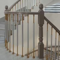 Balustres d'escalier intérieurs modernes décoratifs en aluminium haut de gamme avec accessoires dorés de décoration