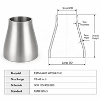 Réducteur de tuyau concentrique sans soudure en acier au carbone haute pression ASTM WPB ANSI B16.9 SCH160 pour système de chaudière de centrale électrique