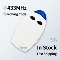 Télécommande de porte de garage Scimagic 433 92 MHz à code roulant, 2 boutons, boîtier blanc, capuchon bleu, transmetteur d'ouverture de portail, porte-clés