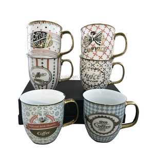 Powkidydy — tasse à café en <span class=keywords><strong>porcelaine</strong></span> dorée et en céramique <span class=keywords><strong>Fine</strong></span>, luxe moderne, style arabe, avec poignée en or, 16oz - Product Image 2