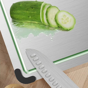 Planche à découper double face personnalisée avec aiguiseur de couteaux, rainure pour jus, planche à découper en acier inoxydable, ensemble de planches à découper en titane - Product Image 2