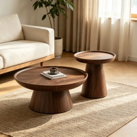 Table basse et table d'appoint rondes en noyer moderne, vente en gros OEM/ODM pour usage commercial de luxe, finition bois personnalisable