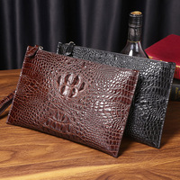 Dompet Pria Model Jepang Baru Bahan Kulit Silikon Motif Buaya, Tas Amplop Bisnis Besar, Dompet Tipis Modis Tahan Air