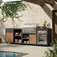 Cuisine extérieure modulaire moderne en aluminium pour barbecue et pizza, avec grill et réfrigérateur, pour l'extérieur