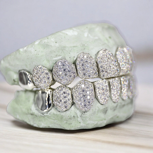 Custom 10 ON 10 VVS Moissanite <b>Diamond</b> Grillz Hip Hop <b>Teeth</b> Caps Iced Out Gold <b>Silver</b> Plated Luxury Grillz Jewelry for Men Women - Product Image 6