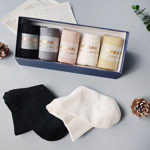 Calcetines de Fibra de Arundo Donax (Caña Gigante), Algodón/Bambú, Sólidos, Antibacterianos, Calcetines de Tobillo, Empaque de Caja de Regalo de Alta Gama - Product Image 6