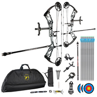 Paket Busur dan Anak Panah Topoint Archery T1 Target Compound Bow untuk Busur Panahan Kompetisi, Riser Busur Berburu dengan Pemesinan CNC