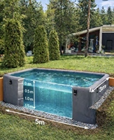Piscine gonflable rectangulaire robuste 5x3x1,5m en PVC, grande piscine gonflable pour le plaisir familial dans la cour