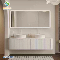 Ensemble de meubles de salle de bain en bois massif moderne OEM, table complète, bureau, armoire, panneau, miroir, lavabo, robinet, montage mural, chambre à coucher, bar à domicile