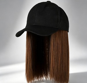 Cappello da Baseball Regolabile da Donna a 6 Pannelli con Estensioni per <span class=keywords><strong>Capelli</strong></span>, Parrucca Integrata, Stile Liscio o Riccio, in Tessuto Sintetico - Fornitore - Product Image 2