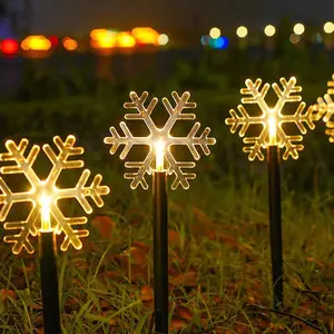 Hot Sales Garden Pathway Outdoor Yard Decorations Solar Waterproof Led Snowflake Star Lawn Light Christmas Decorative Light