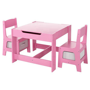 Table de peinture en bois massif rose pour filles, ensemble Table et chaise pour enfants, bureau d'activité pour enfants, table de jeu bleu solide pour garçons, vente en gros - Product Image 6