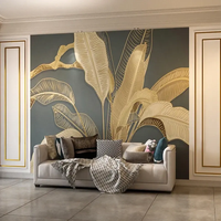 Papier peint mural 3D gaufré rétro motif feuille de bananier, grand format, pour salon et chambre, décoration murale de luxe pour la maison