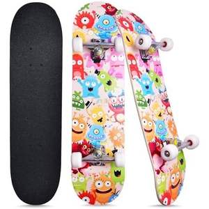 Planche à roulettes électrique double concave en bambou MD 31''x8'', style old school, pour débutants, enfants, adultes, longboard cool, roulements ABEC-7 - Product Image 3
