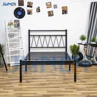 Lit mural simple Junqi gain de place avec rangement, lit simple en métal pour chambre ou salon, lit simple en fer