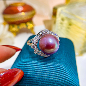 Support vide en argent S925 pour accessoire de bague, tendance, avec incrustation de perle ronde de 9-10 mm, pour cache-cernes et ornements 10041 - Product Image 2