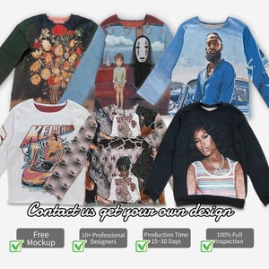 Pull Jacquard Tissé Style Streetwear Personnalisé pour Homme, Haut Tricoté à Manches Longues Motif <span class=keywords><strong>Graffiti</strong></span>, Coupe Oversize et Épaisse - Product Image 4