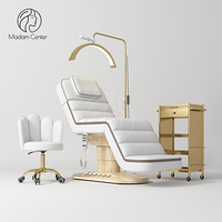 Lit de beauté électrique moderne à 3 moteurs Madamcenter, commande double au pied, design pliable pour centre de bien-être, mobilier de clinique esthétique