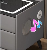 Table basse mini design moderne avec lumière LED, recharge sans fil, tiroir de refroidissement, meuble intelligent pour la maison, réfrigérateur de chevet