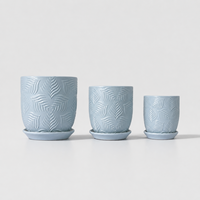 Lot de 3 pots de fleurs modernes de 6 pouces, écologiques, pour l'intérieur et l'extérieur, avec plateau, pour la maison, le jardin, le bureau, le bureau à domicile