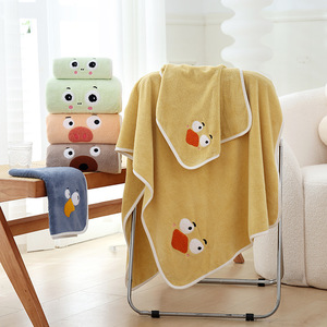 Ensemble de serviettes et draps de bain en polaire corail, 35x75cm et 70x140cm, épais, absorbant, doux pour la peau, pour enfant - Product Image 1