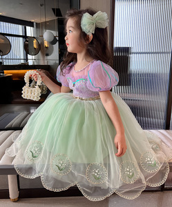 Robe de princesse en tulle et maille pour fille, manches courtes, collection été 2026, pour tout-petits, maternelle, fête d'anniversaire, spectacle sur scène - Product Image 5