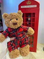   Boneka Beruang Barcelona Edisi Terbatas Natal, Pakaian Kotak-kotak, Super Lembut, Isi Kapas PP, Hadiah Ulang Tahun, Unisex