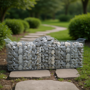 Panier gabion en métal galvanisé argenté 78,7x11,8x47,2 pouces – Conteneur de rangement durable pour l'organisation du salon - Product Image 2