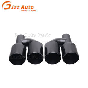 Punta dell'acceleratore di scarico in acciaio inossidabile nero tipo H ingresso da 63mm sbocchi da 102mm lunghezza 240mm doppie punte di scarico - Product Image 5