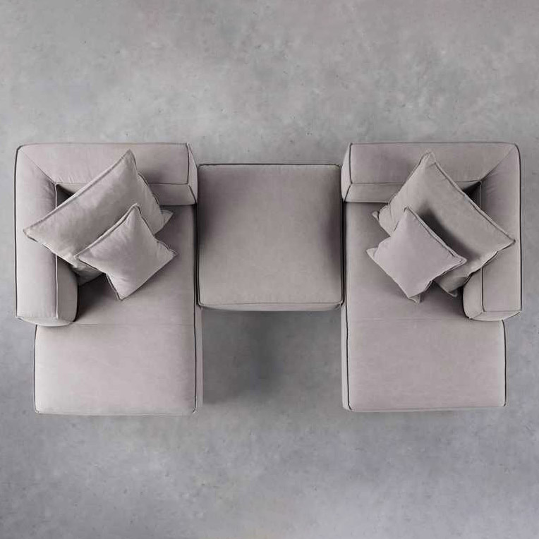 Luxury cloth indoor home furniture 3 pieces double chaise modular L shape sectional Living Room Sofas