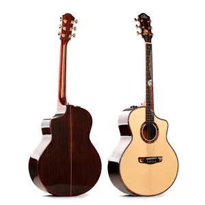 Sevillana 41 inch acoustic guitar hand made luxury artful inlay wholesale all solid guitar with luxury resonate eq artful