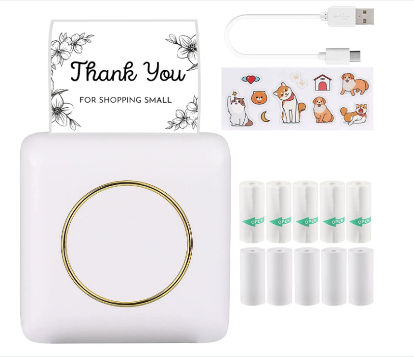 Imprimante C20 + papier adhésif blanc 5 + papier thermique blanc 5