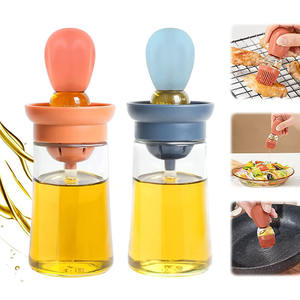 2 in 1 cam yağ fırça şişe cam pişirme barbekü ızgara için zeytinyağı ile silikon yağ fırçası dağıtıcı - Product Image 1