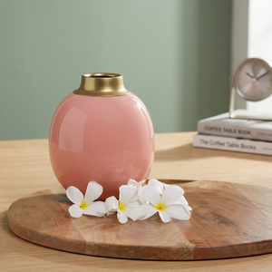 Vase à fleurs rose en laiton massif Vase de vaisselle de forme ronde de la meilleure qualité du meilleur exportateur en Inde - Product Image 3