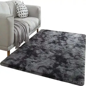 Alfombra de lana peluda para sala de estar y dormitorio, azulejos esponjosos de teñido suave y de lujo, gran oferta