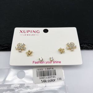 XUPING Jewelry Wholesale 14K Gold Color Plated Fashion Synthetic CZ Women Three Pair Set Ladies Women <strong>Small</strong> <strong>Stud</strong> <strong>Earring</strong> - Product Image 3