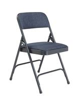 Chaise de salle à manger en tissu de qualité supérieure Imperial Blu Cadre en acier Double renfort Capacité de 480 lb Échantillon gratuit Chaise pliante Siège rembourré