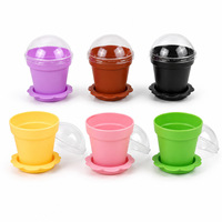 Pot à gâteau créatif en plastique, pot à fleurs, coupe à dessert avec couvercle en dôme, coupe à mousse, coupe à glace, récipient de cuisson DIY pour la décoration de fête