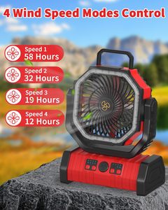 Ventilador Portátil Recargable de 20000mAh con Función de Temporizador, Control Remoto y Luz LED para Uso Nocturno, Ventilador de Escritorio - Product Image 2