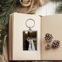 Porte-clés en acrylique transparent 2x3 pouces pour photos, porte-clés vierge, fabricant et fournisseur OEM en gros