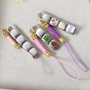 Bracelet de téléphone portable coloré, bracelet modulaire, bijoux en acier inoxydable plaqué or, design cube unisexe - Product Image 1