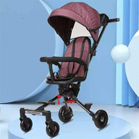 Poussette pliable et portable à 4 roues, mini tricycle de luxe, chariot confortable 2 en 1