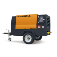 Compresseur d'air diesel portable à vis à haute pression avec roues, 25 CV, 185 CFM, 385 CFM, 300 CFM